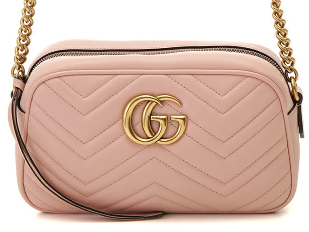 Gucci GG Marmont Quilted Shoulder Bag Leather Pink